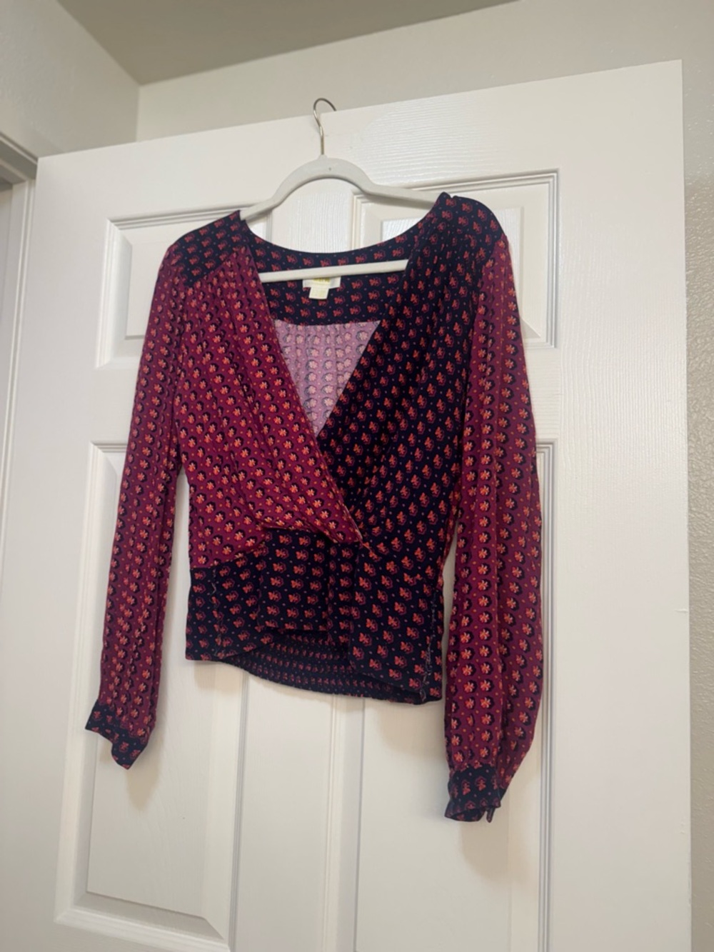 Anthropologie Maeve Lisa Puff Sleeve Faux Wrap Blouse - Picture 7 of 16